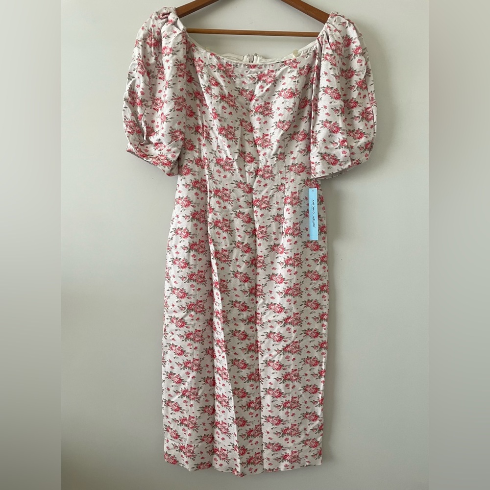 Antonio Melani floral dress new with tags, size 0. Nita jacquard ivory and red